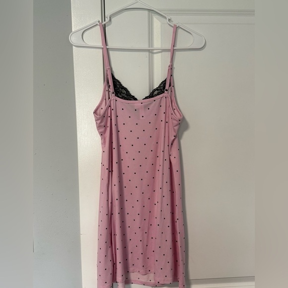 Joyspun Women’s Lace Trim Knit Chemise Color Pink & Black Polkadot Sail size S - Picture 4 of 7